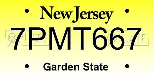 7PMT667 New Jersey License Plate