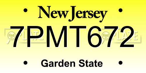 7PMT672 New Jersey License Plate