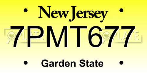 7PMT677 New Jersey License Plate