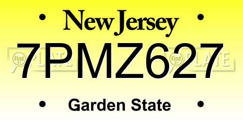 7PMZ627 New Jersey License Plate