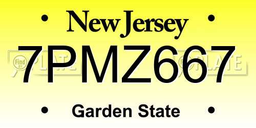 7PMZ667 New Jersey License Plate