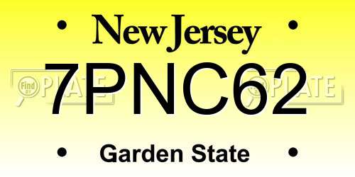 7PNC62 New Jersey License Plate