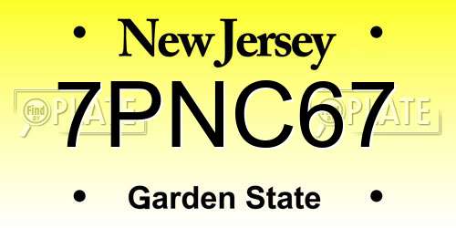 7PNC67 New Jersey License Plate