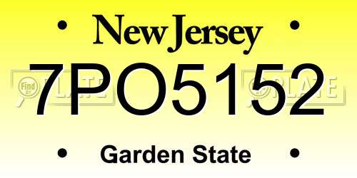 7PO5152 New Jersey License Plate
