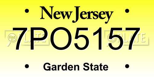 7PO5157 New Jersey License Plate