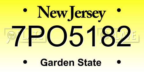 7PO5182 New Jersey License Plate