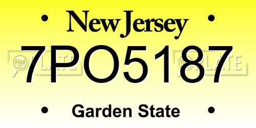 7PO5187 New Jersey License Plate