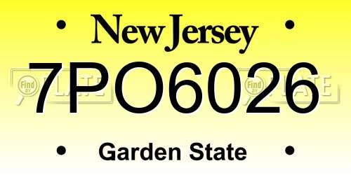 7PO6026 New Jersey License Plate