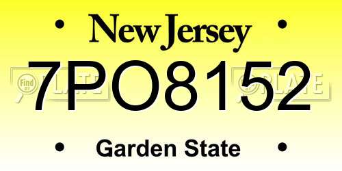 7PO8152 New Jersey License Plate