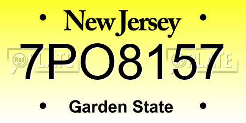 7PO8157 New Jersey License Plate