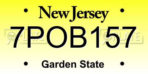 7POB157 New Jersey License Plate