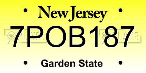 7POB187 New Jersey License Plate
