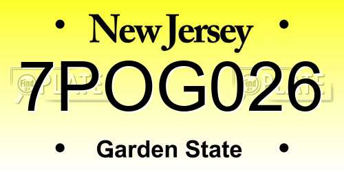 7POG026 New Jersey License Plate
