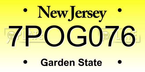 7POG076 New Jersey License Plate