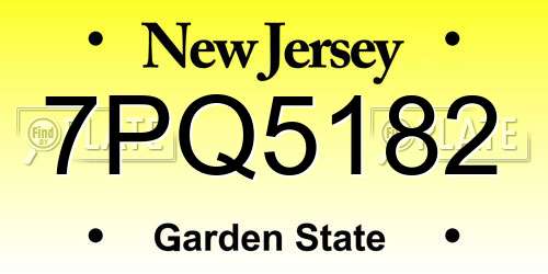 7PQ5182 New Jersey License Plate