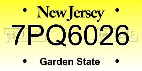 7PQ6026 New Jersey License Plate