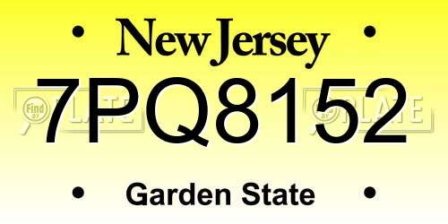 7PQ8152 New Jersey License Plate