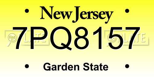 7PQ8157 New Jersey License Plate