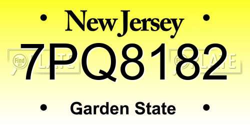 7PQ8182 New Jersey License Plate