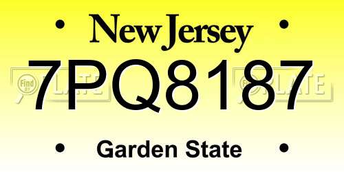 7PQ8187 New Jersey License Plate