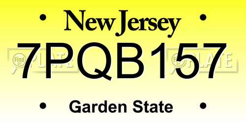 7PQB157 New Jersey License Plate