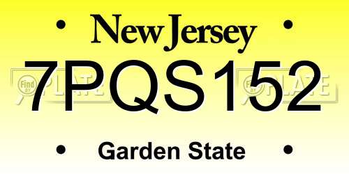 7PQS152 New Jersey License Plate