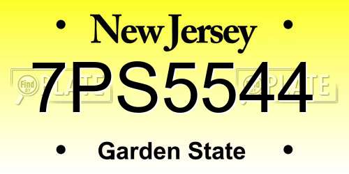 7PS5544 New Jersey License Plate