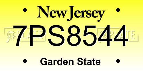7PS8544 New Jersey License Plate
