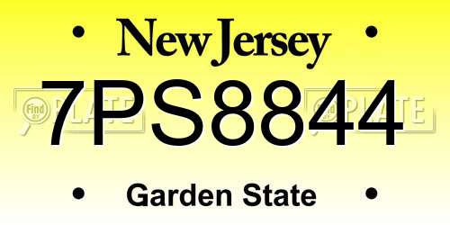 7PS8844 New Jersey License Plate
