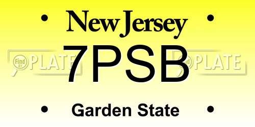 7PSB New Jersey License Plate