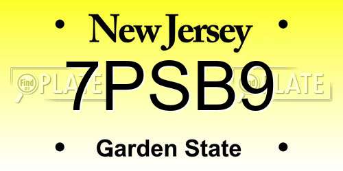 7PSB9 New Jersey License Plate