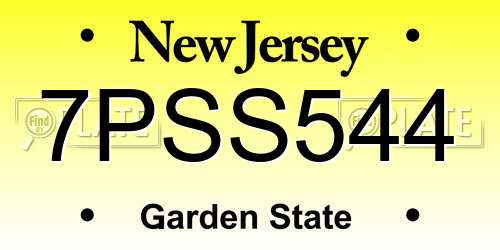 7PSS544 New Jersey License Plate