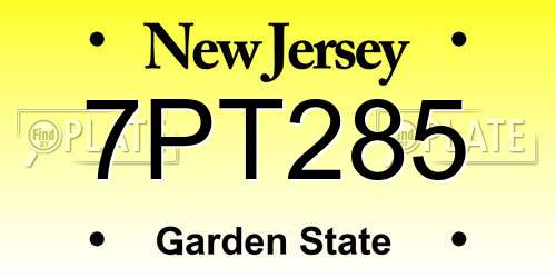 7PT285 New Jersey License Plate
