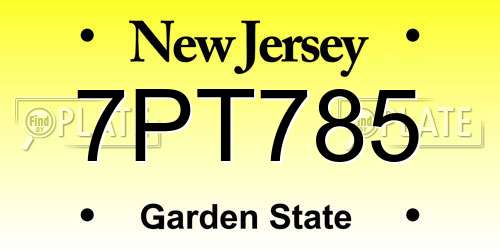 7PT785 New Jersey License Plate