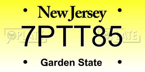 7PTT85 New Jersey License Plate