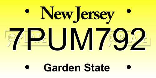 7PUM792 New Jersey License Plate