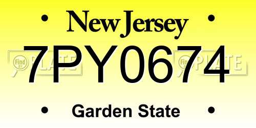7PY0674 New Jersey License Plate