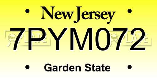 7PYM072 New Jersey License Plate