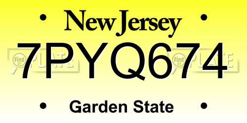 7PYQ674 New Jersey License Plate