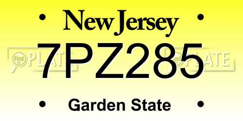 7PZ285 New Jersey License Plate