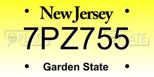 7PZ755 New Jersey License Plate