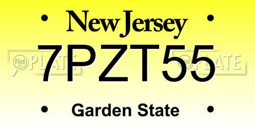 7PZT55 New Jersey License Plate