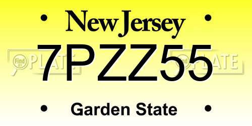 7PZZ55 New Jersey License Plate