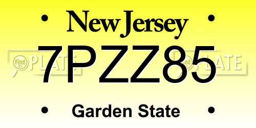 7PZZ85 New Jersey License Plate