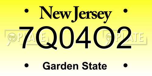 7Q04O2 New Jersey License Plate