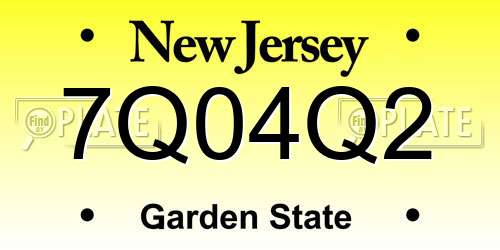 7Q04Q2 New Jersey License Plate