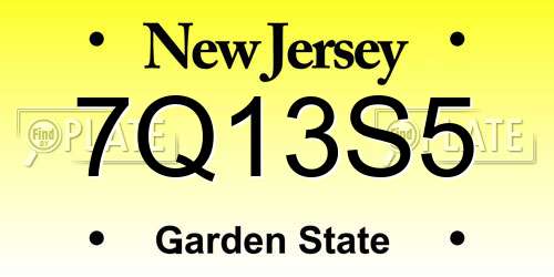 7Q13S5 New Jersey License Plate