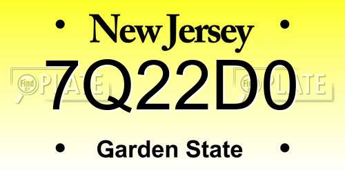 7Q22D0 New Jersey License Plate