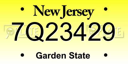 7Q23429 New Jersey License Plate