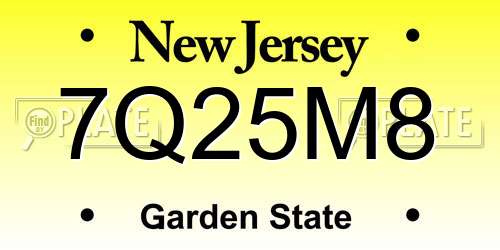 7Q25M8 New Jersey License Plate